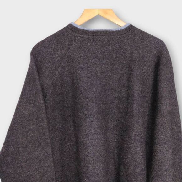 Vtg Karen Scott Wool Cardigan Sz XL Zip Front Grey Blue Embroidery Cottagecore 9 - Picture 4 of 11